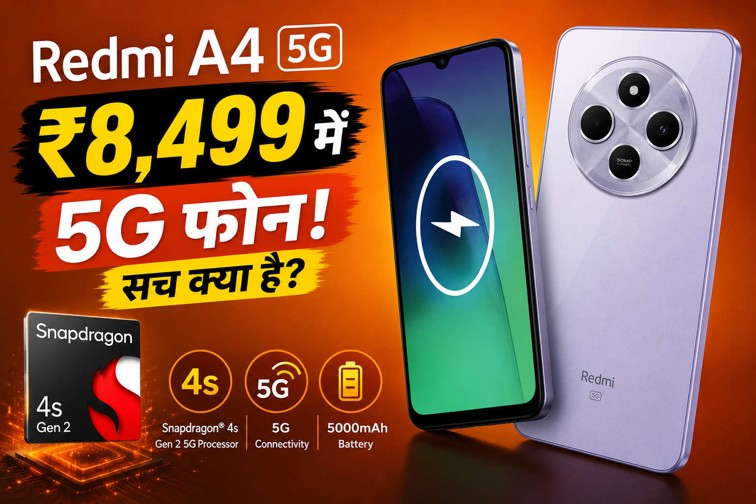 Redmi A4 5G battery backup and fast charging features India 2026