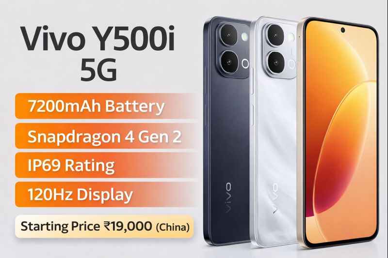 Vivo Y500i 5G smartphone launched with 7200mAh battery, Snapdragon 4 Gen 2 processor and premium design