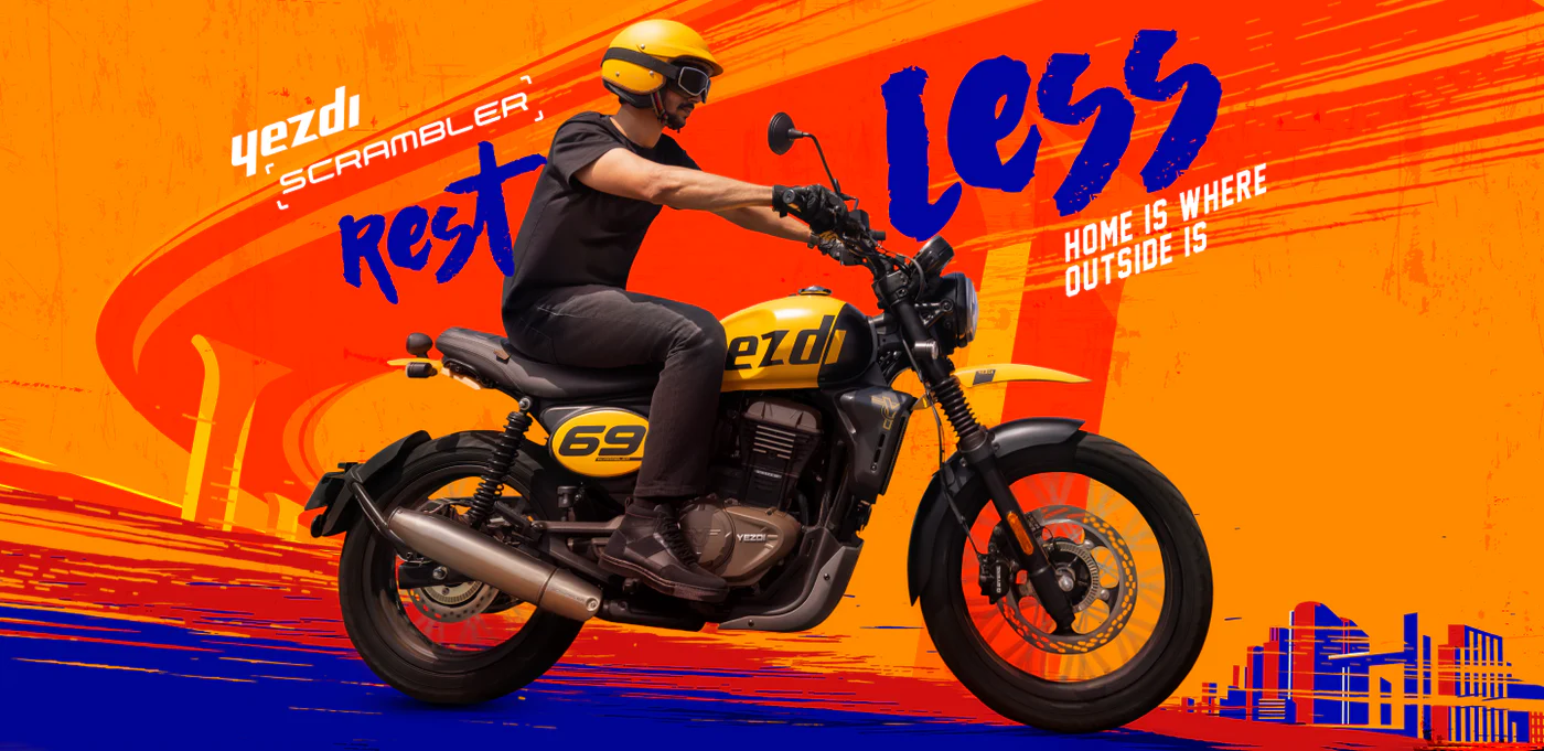 Yezdi Scrambler 2026 traction control ABS LCD cluster features