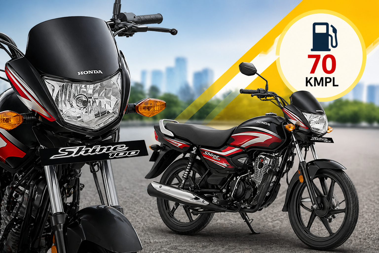 Honda Shine 100 headlight close up design budget commuter bike India