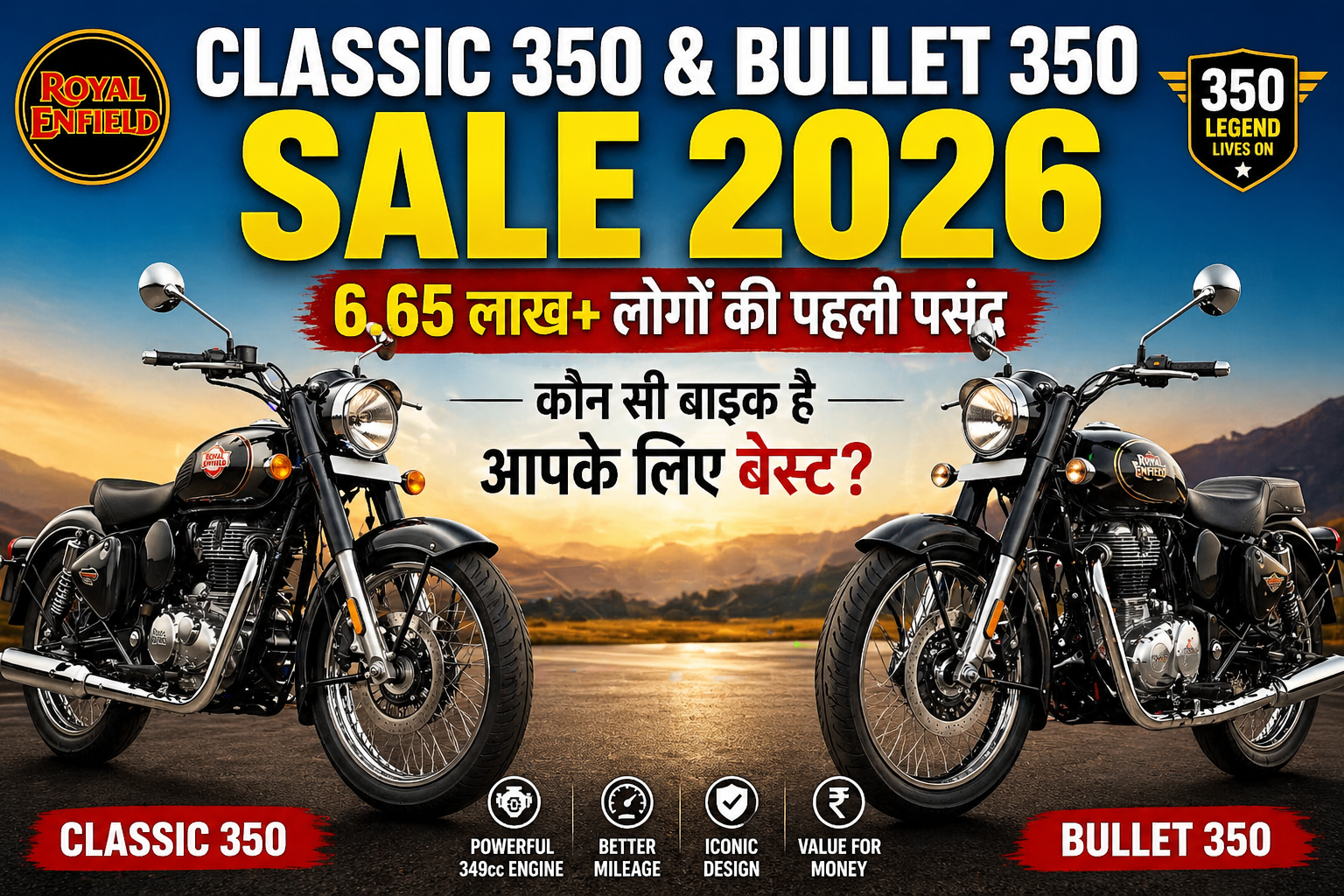 Classic 350 and Bullet 350 sale 2026 6.65 lakh units best selling Royal Enfield bikes India