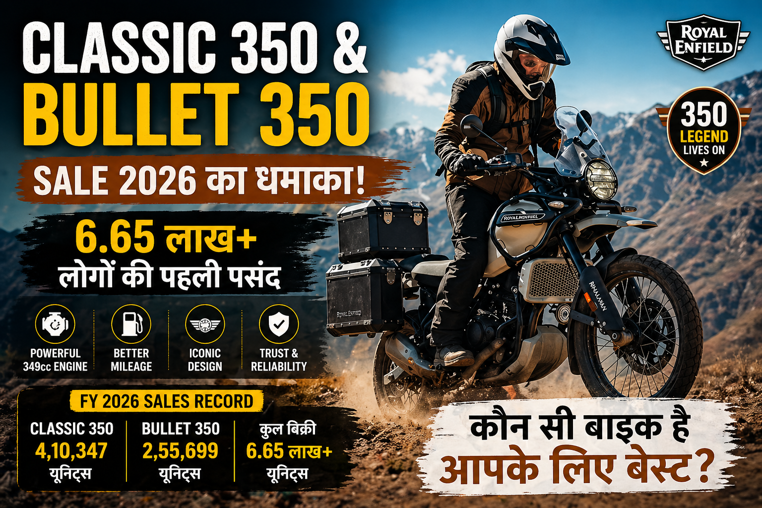 Royal Enfield Classic 350 vintage style bike with group of people luxury background lifestyle shot