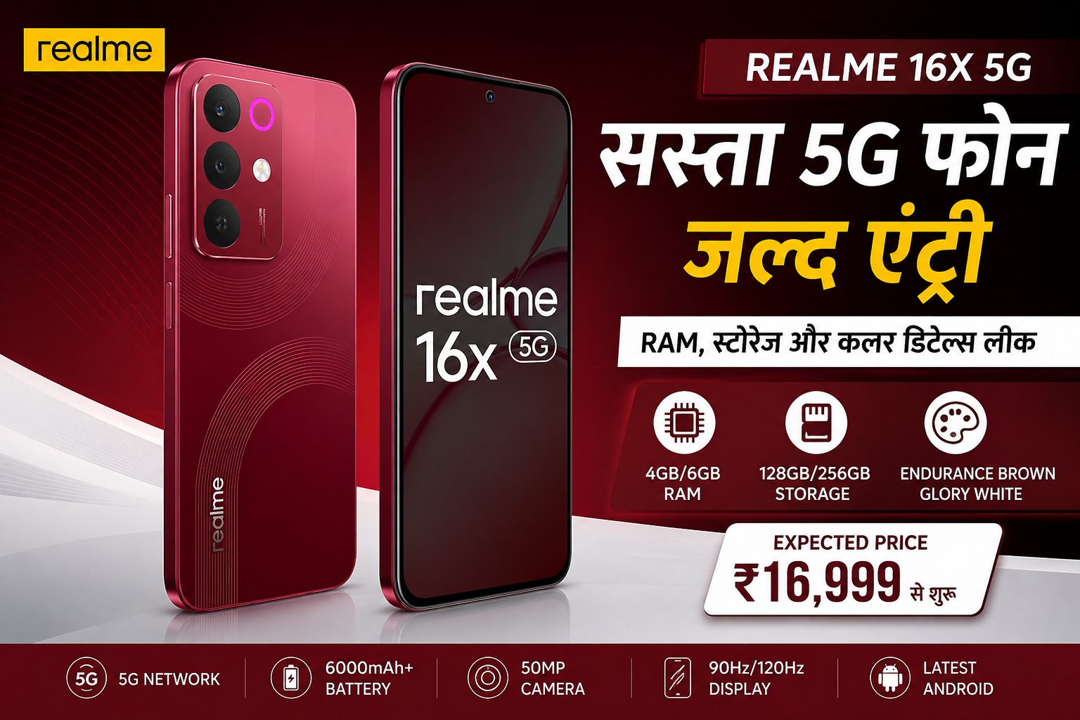 Realme 16x 5G latest smartphone image India
