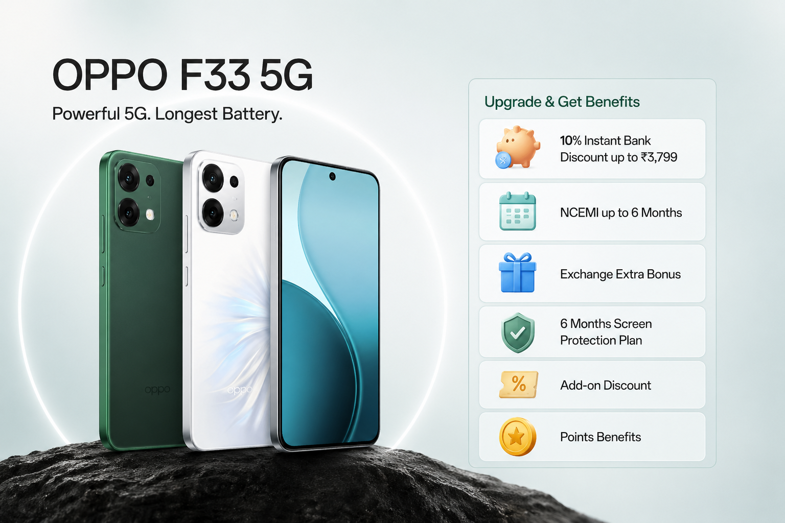 OPPO F33 5G पर ₹3,800 तक की छूट, 7000mAh बैटरी और दमदार फीचर्स के साथ शानदार डील