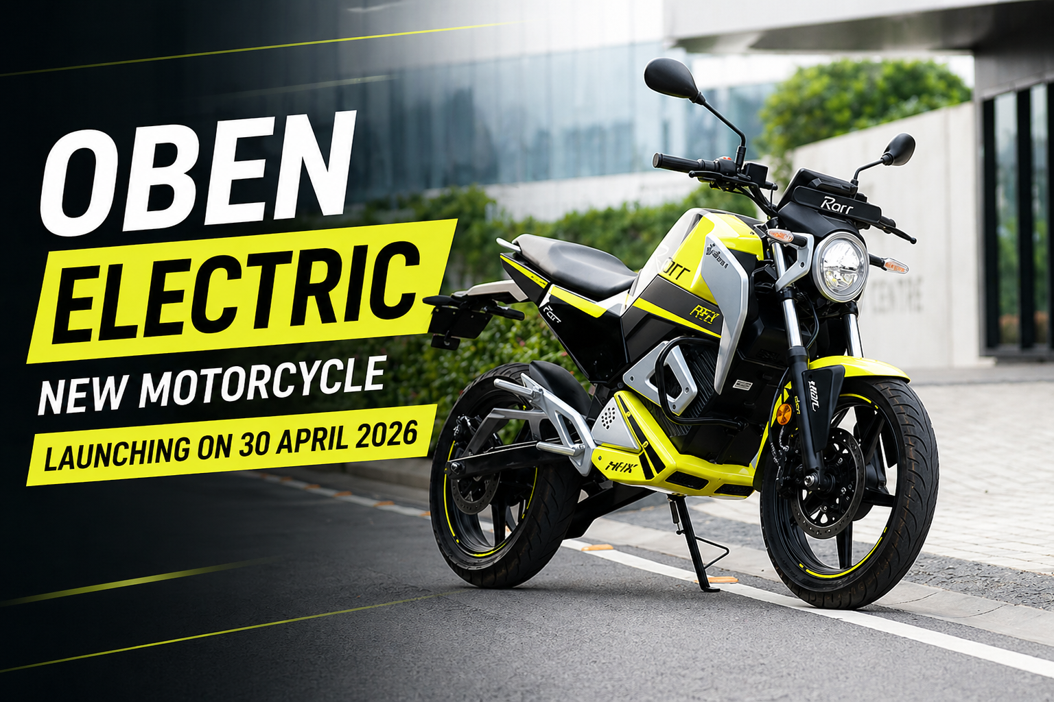 Oben Electric नई इलेक्ट्रिक मोटरसाइकिल का फ्रंट डिजाइन और स्टाइलिश लुक