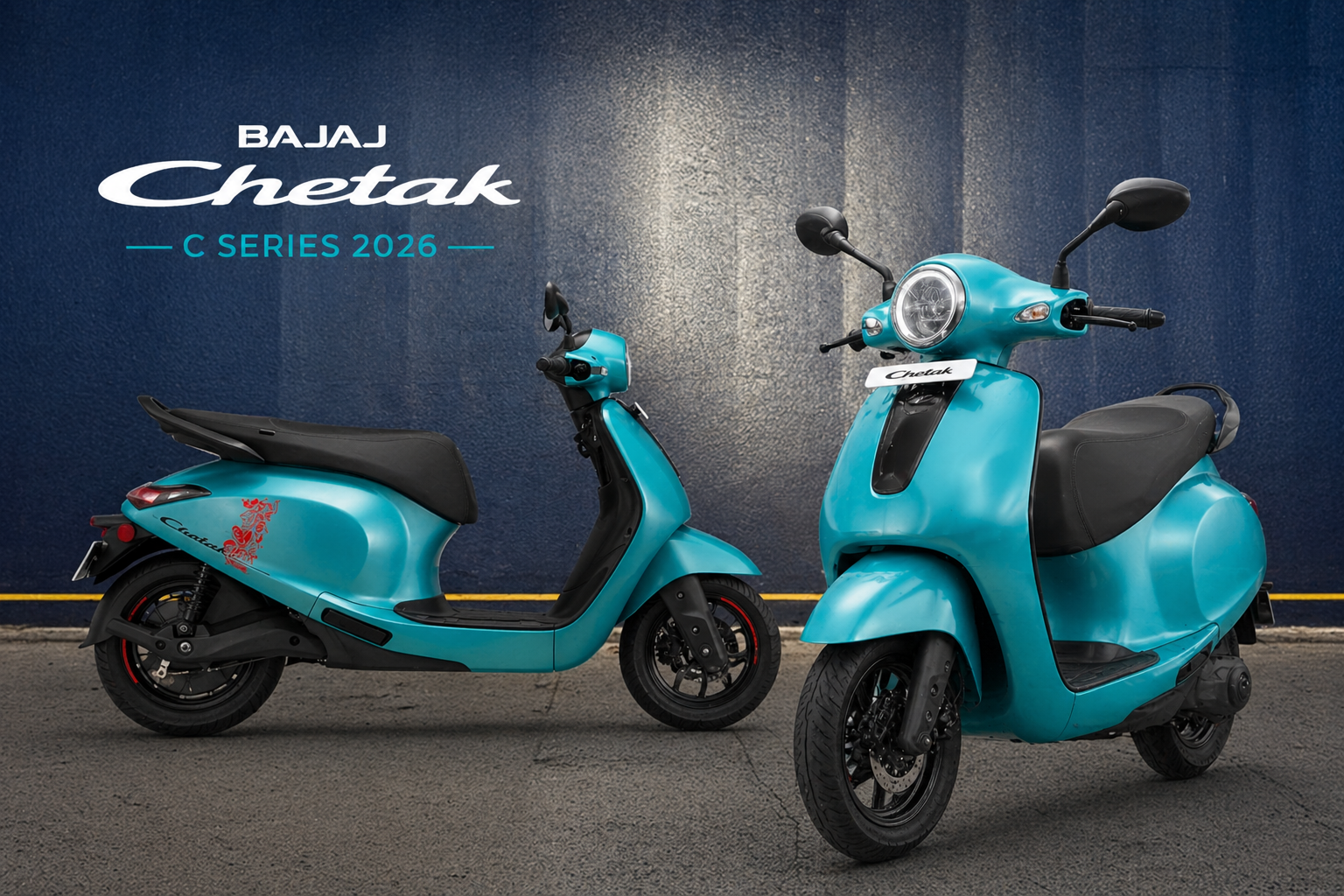 Bajaj Chetak electric scooter 2026 green color riding on road