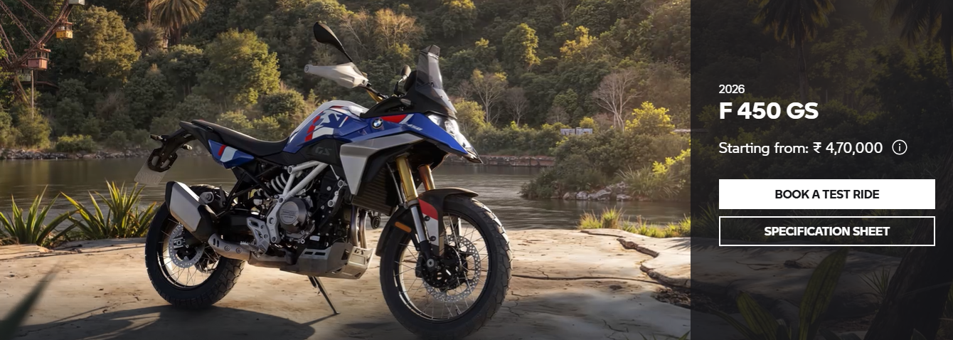 BMW F 450 GS price in India ₹4.70 lakh premium adventure motorcycle features and specs