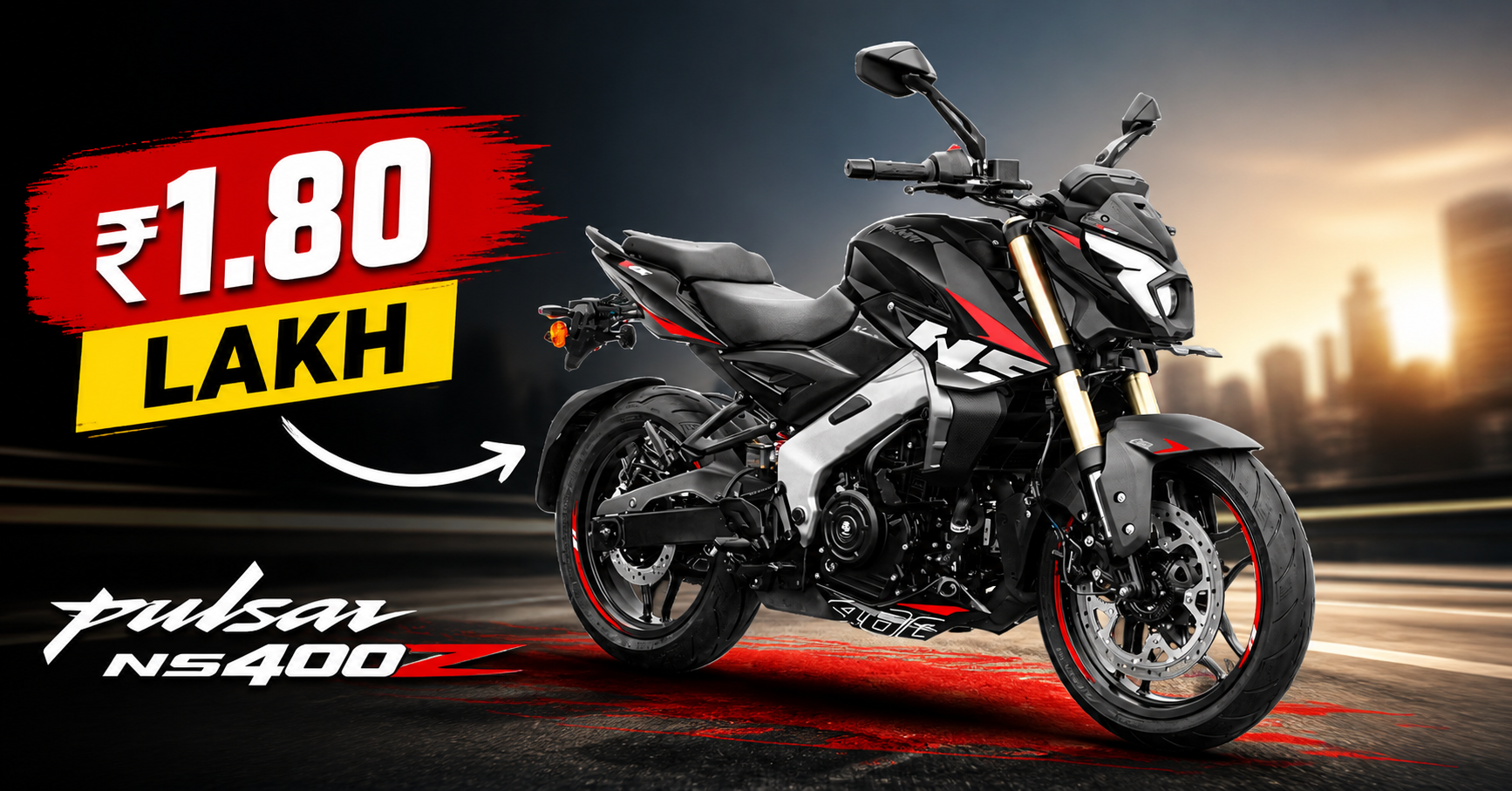Bajaj Pulsar NS400Z 2026 black color streetfighter bike with sporty design and aggressive styling on road