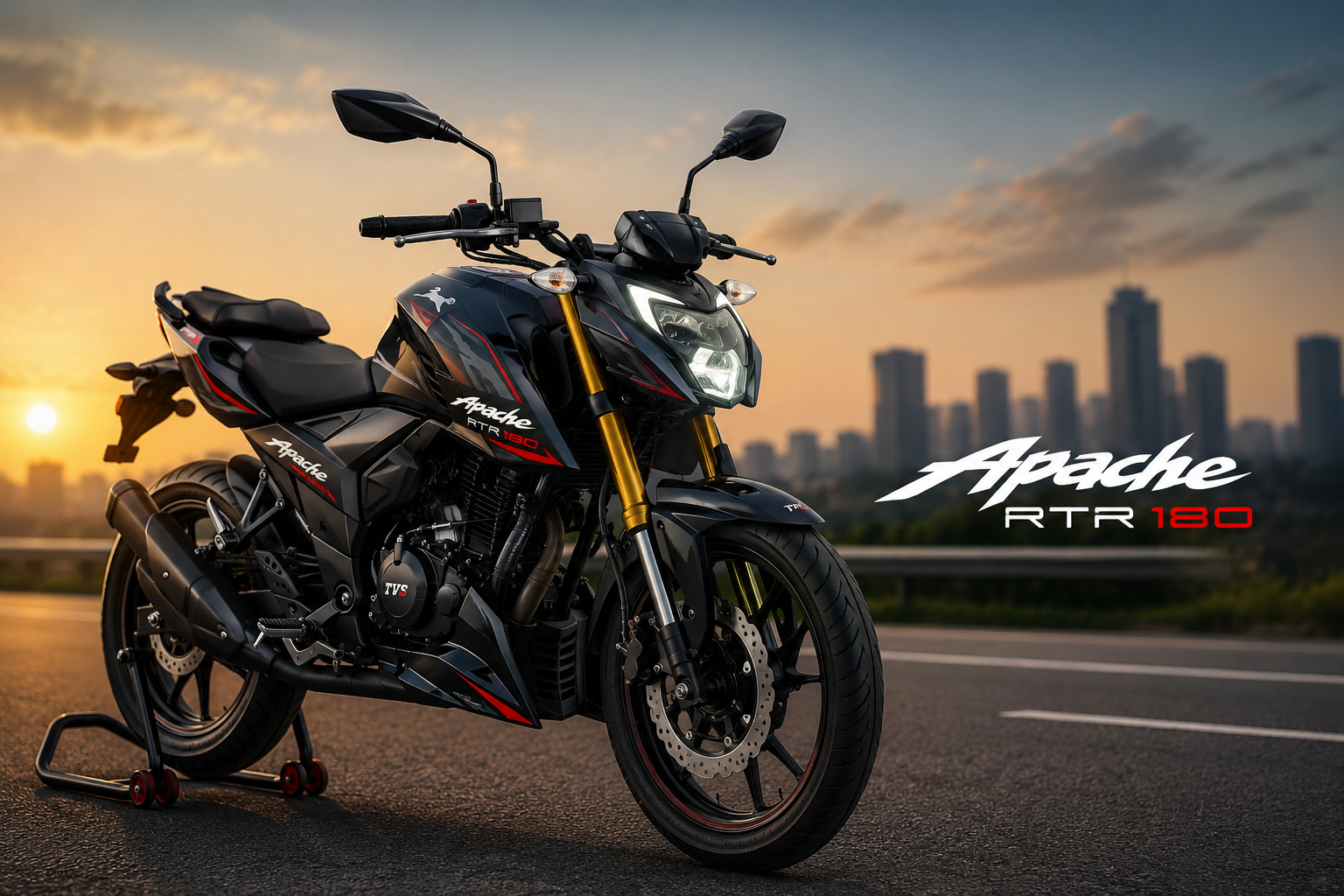TVS Apache RTR 180 रेस ट्रैक पर स्पोर्टी राइडिंग करते हुए