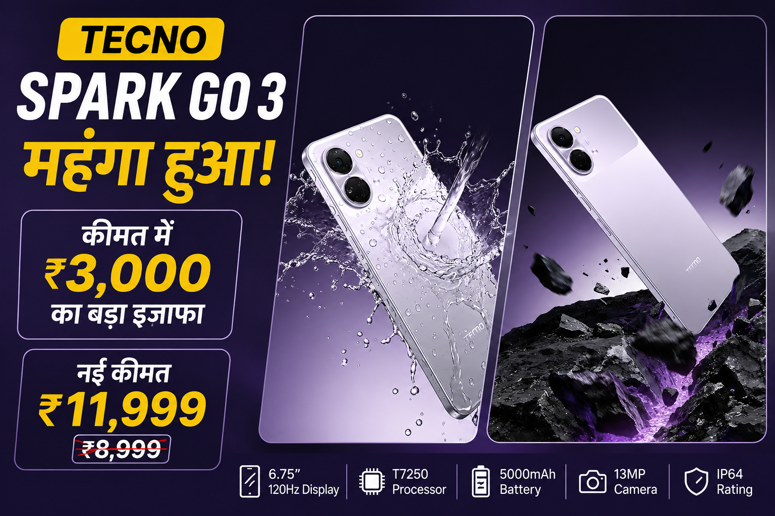 Tecno Spark Go 3 feature image with dual color variants and premium design