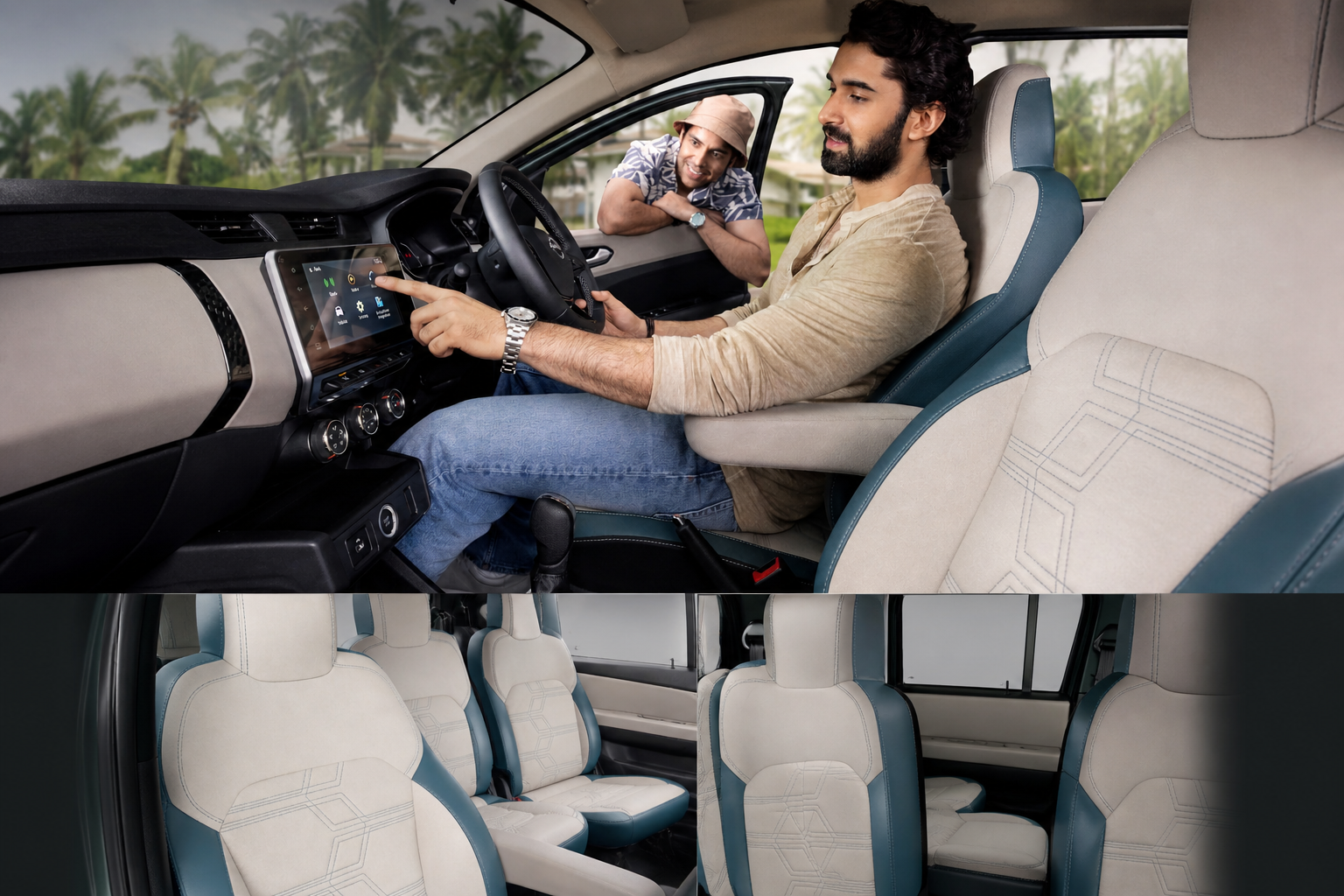 Nissan Gravite CNG 7 seater family car outdoor lifestyle image with premium design and mileage focus