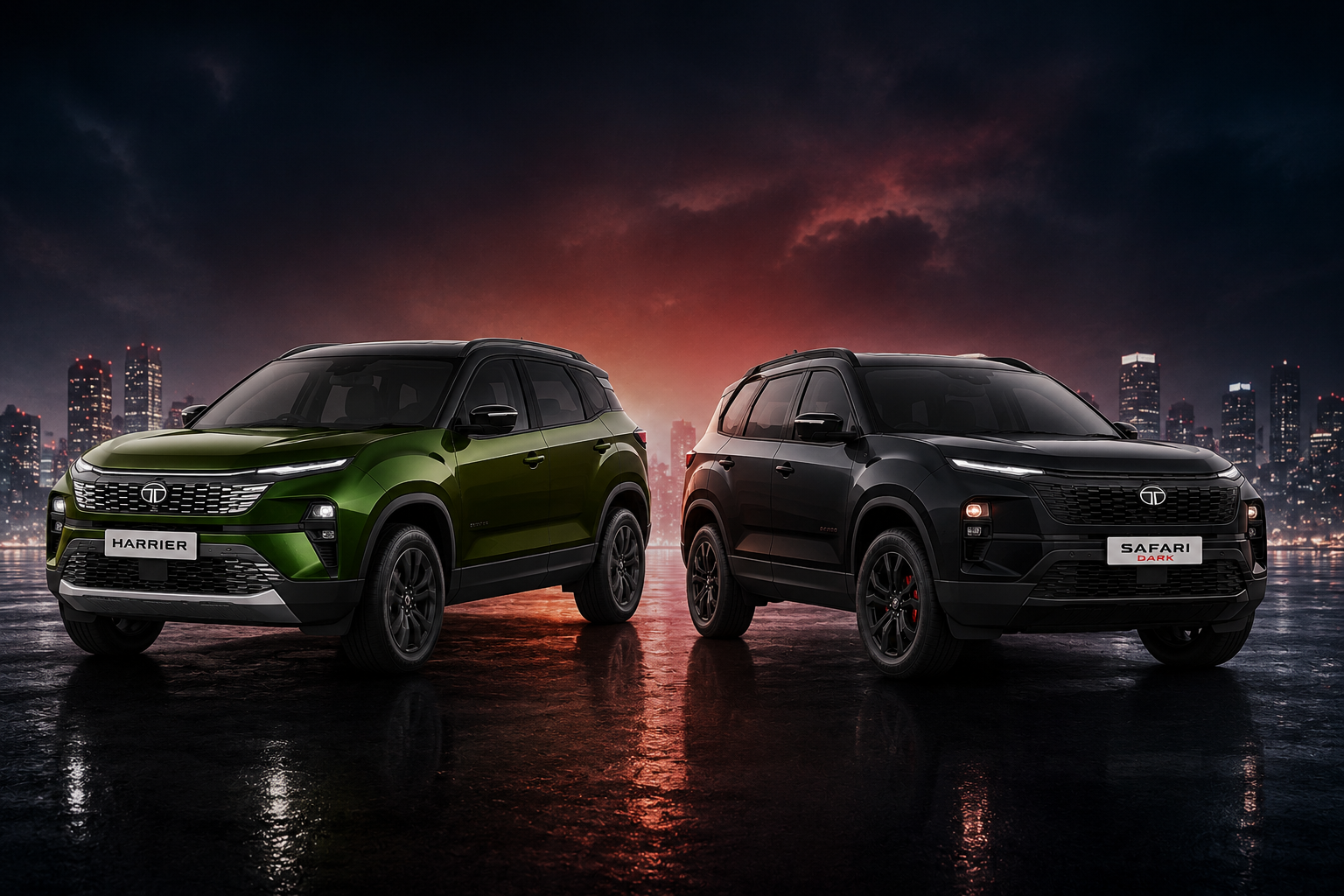 Tata Harrier 2026 Red Dark Edition sporty SUV exterior with bold styling