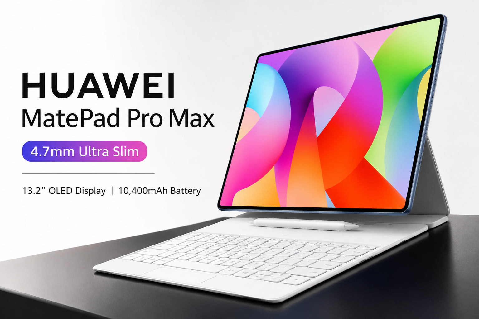 Huawei MatePad Pro Max ultra slim tablet feature image with OLED display and 10400mAh battery